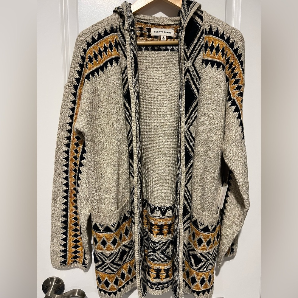 Lucky Brand Womens Hooded Long Cardigan medium